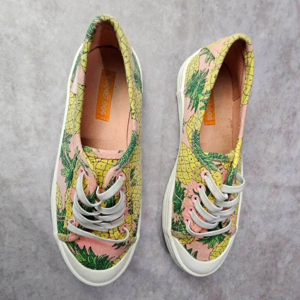 Junior's ROCKET DOG Pineapples Canvas Sneakers Shoes Size 1‎